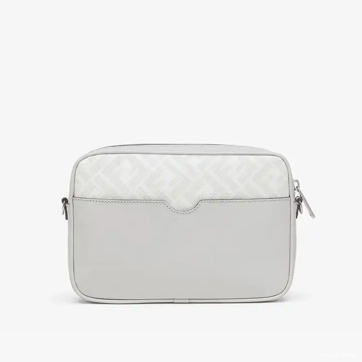 Vintage HOT Logo Motif Fabric FF Compact Case White ROMA Camera In Fendi 0619